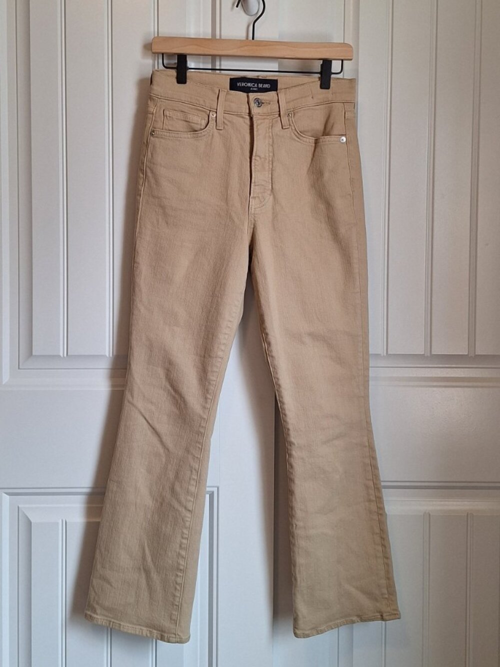 Veronica Beard Carolina Skinny Flare High Rise Denim Jeans Khaki SZ 28